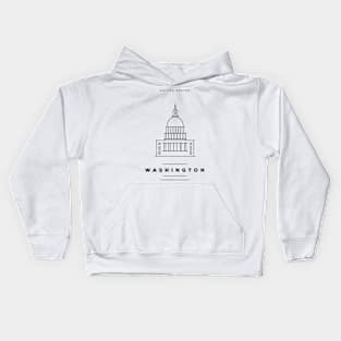 Washington Minimal Black Line Design Kids Hoodie